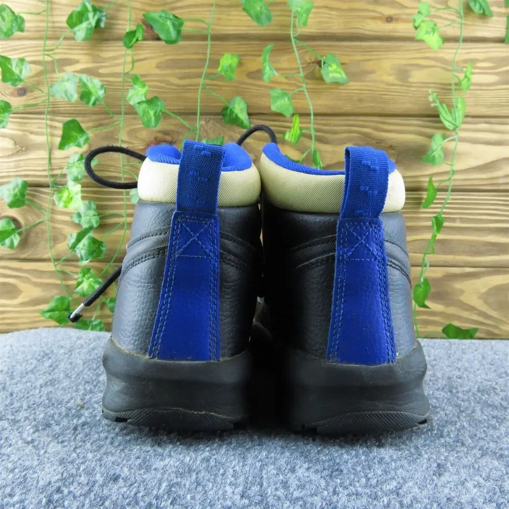 Nike Manoa PS Boys Black Leather Boots Y4 Lace‎ Up Athletic Shoes Medium